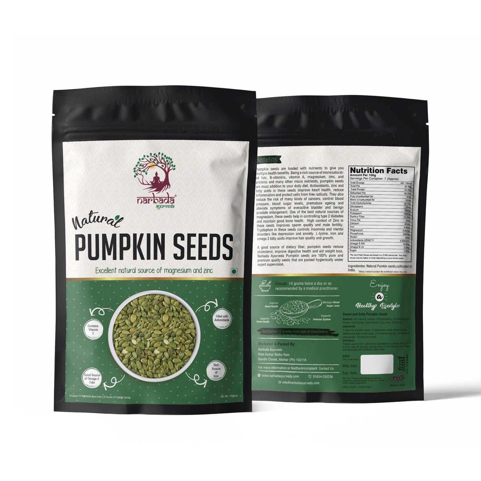 Pure natural pumpkin seeds